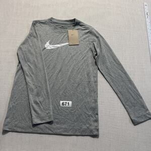 Nike  NIKE THE TEE Long Sleeve Boys Sz M Gray Brand New